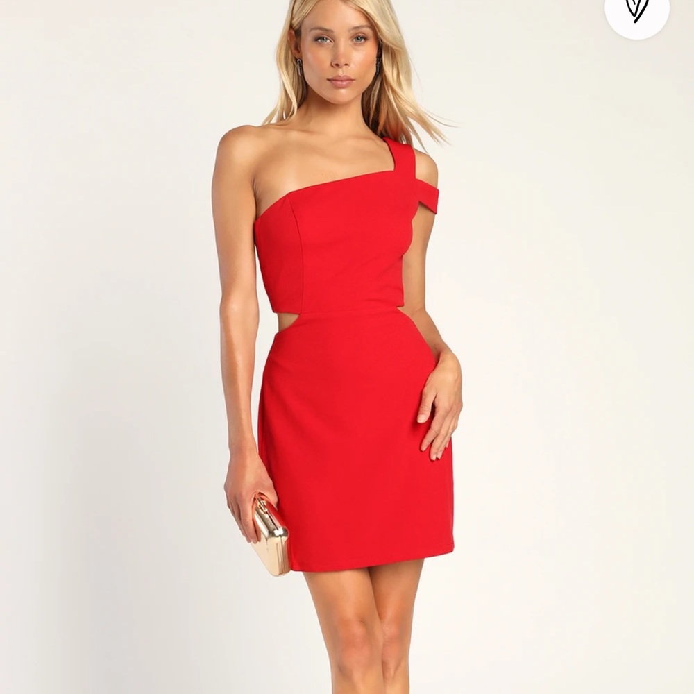 NWT Rearview Mirror Red Asymmetrical One-Shoulder Bodycon Mini Dress, L